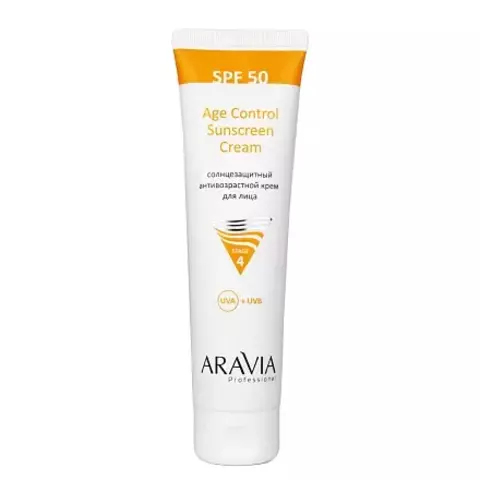 Солнцезащитный антивозрастной крем для лица AGE CONTROL SUNSCREEN CREAM SPF 50, 100 мл ARAVIA Prof