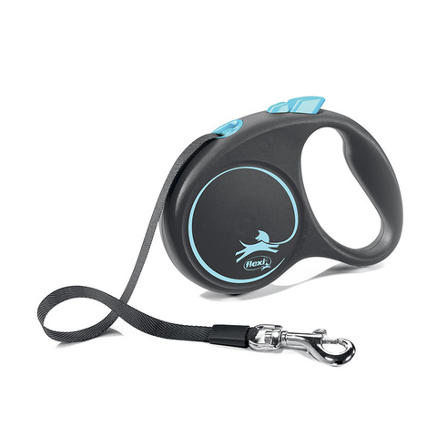 Flexi Black Design S 5м до 15кг поводок-рулетка РЕМЕНЬ, СИНИЙ 1/12