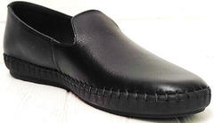 Casual стиль удобные туфли слипоны мужские кожа Broni M36-01 Black.