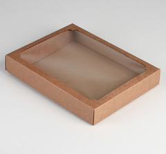 Коробка с окном прямоугольная, однотонная, 26*21*4 см, 1 шт.
