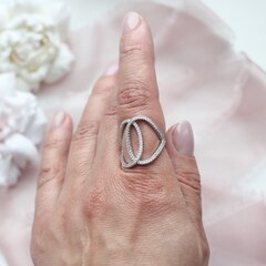 Кольцо с фианитами, родий Д033