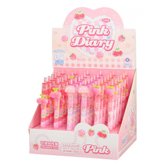 Ручка гелевая, пиши-стирай, автоматическая, Basir, синие чернила, серия "PINK DIARY", 36 шт