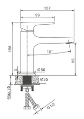 Смеситель для раковины BELZ B10713-3 латунь, графит