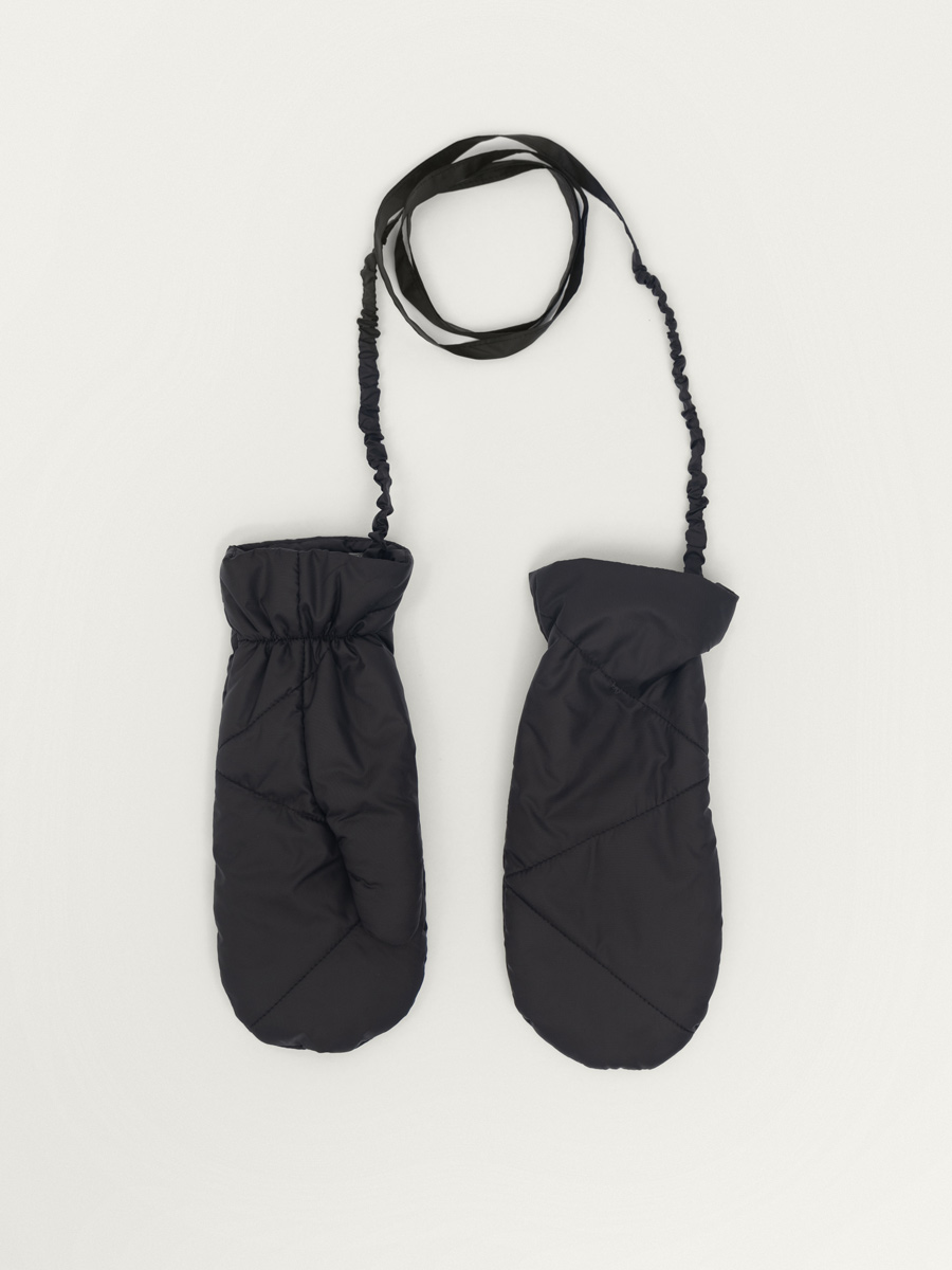 

Варежки Сеул с диагональной стёжкой со шнурком, Черный