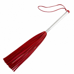 Флоггер из красной кожи с хромированной ручкой