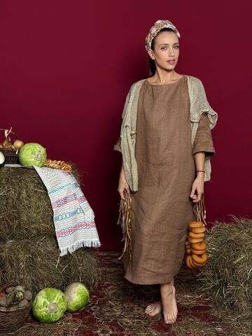 Алевтина. Платье женское льняное макси PL-422560