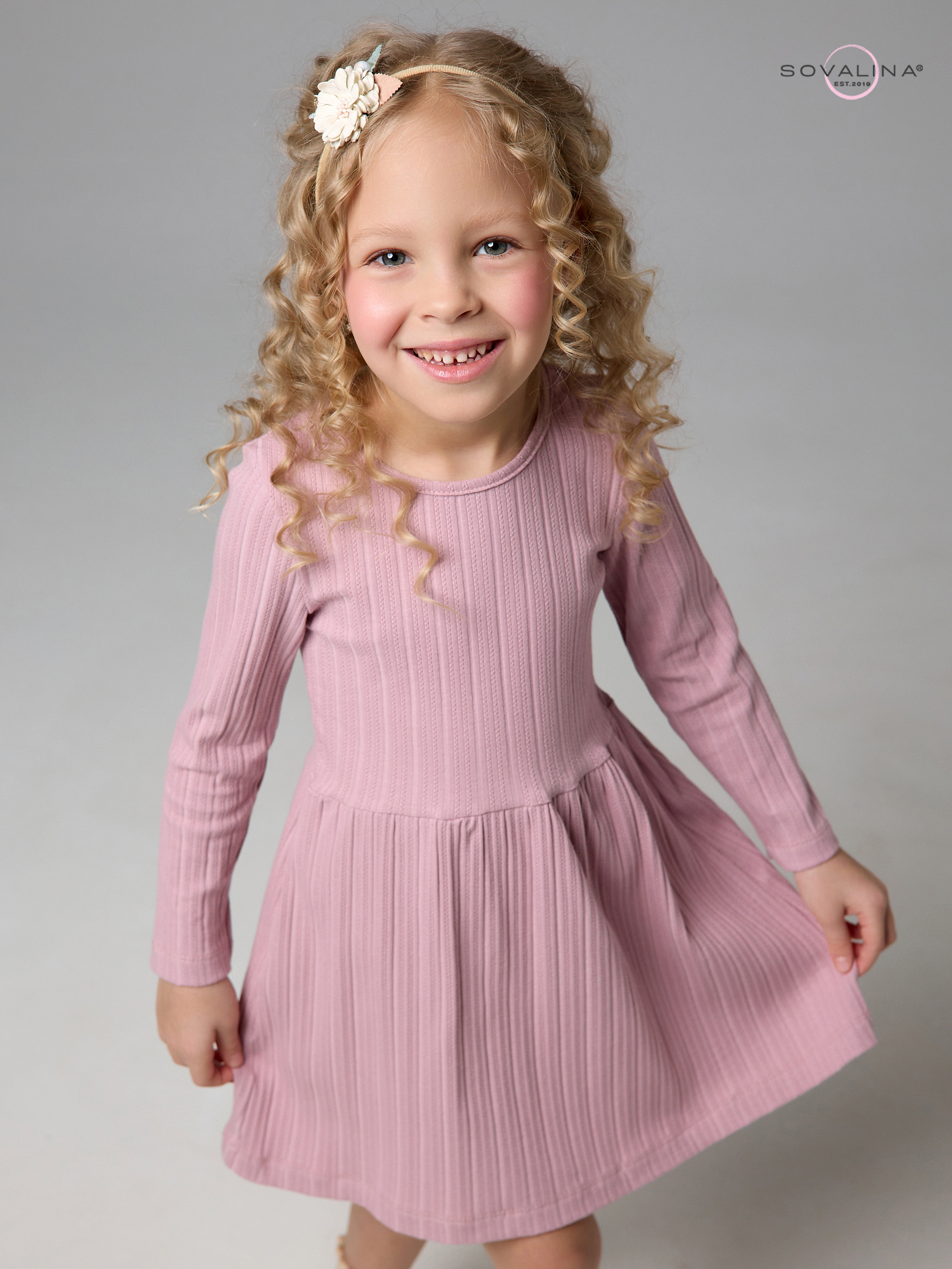 Платье Эля косичка сухая роза