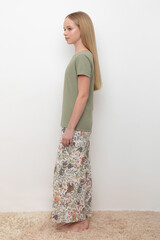 пижама  для девочки  КБ 2827/оливковый хаки,эвкалипт