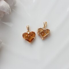 Подвеска Сердце с коричневым фианитом, 14 мм, позолота, П441