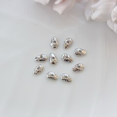 Бусина разделитель (спейсер) фриформ, 9*6 мм, родий, 10 штук. Р074