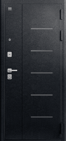 Теплая дверь входная Сезам V-04 зеркало (2026), 2 замка, 1,4 мм металл, (черный муар+грей кашемир) #2