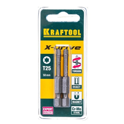 KRAFTOOL X-Drive TX 25, 50 мм, 2 шт, торсионные биты (26125-25-50-2)