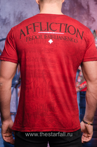 Affliction | Футболка мужская Warbird Fedor Emelianenko Red LAST EMPEROR A1088R спина