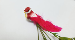 Птичка цветная с пайетками на зажиме,  15 см, 1 шт.