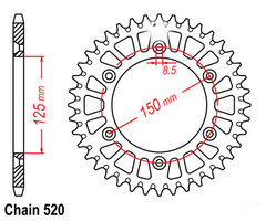звезда ведомая стальная KTM SX/EXC '90-25 // Husqvarna '14-250 // Gas-Gas '125-450
