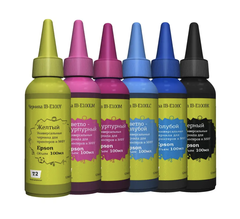 Комплект универсальных чернил T2 IB-E100_MP для Epson: черный, голубой, пурпурный, желтый, светло-голубой, светло-пурпурный, 6шт.х100мл.