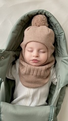 Балаклава зимняя с помпоном (теплый беж)