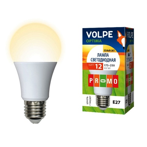 Volpe Лампа LED-A60-12W/WW/E27/FR/O Optima (теплый свет)