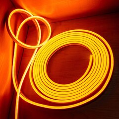 Светодиодная лента гибкий неон LEDbeLED 12V 6х12mm 120led/m IP67, жёлто-оранжевый, 5 метров