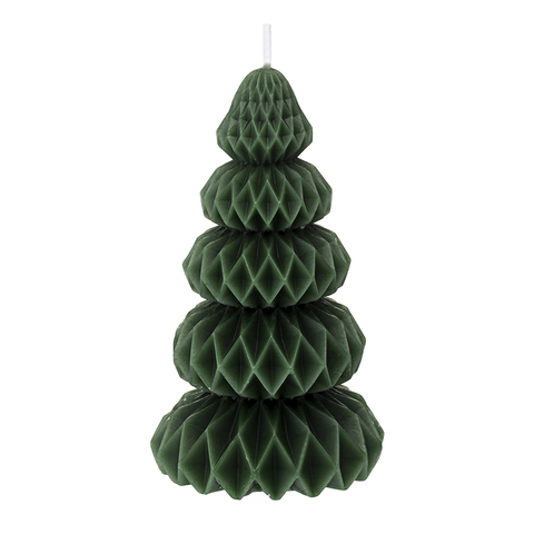 Свеча декоративная 19см Tkano New Year Essential Origami зеленая