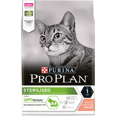 Pro Plan OPTIRENAL Стерил кошки Лосось, сухой (3 кг)