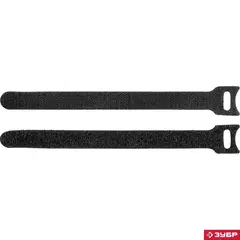 ЗУБР ВЕЛЬКРО, 16 x 210 мм, нейлон РА66, 100 шт, черные, кабельные стяжки-липучки, Профессионал (30932-100)