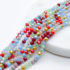 Бусины стекло, цвет микс, размер около 3*4 мм, цена за нить 38 см