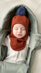 Балаклава зимняя с помпоном (терракот)