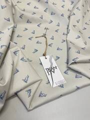 Костюмно-плательный принтованный хлопок (97%хлопок/3%эластан, Нежно-серый фон/силуэты собачек, 147, 160 гр/м2)