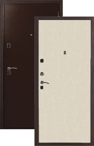 Входная металлическая дверь ДС-180 (медь+беленый дуб)  Меги из стали 1,2 мм с 2 замками