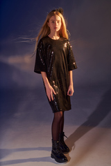 Платье-футболка с пайетками