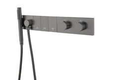 Boheme 133-SYS-GM Смеситель ZODIAC THERMO с ручным душем GUN METAL фото
