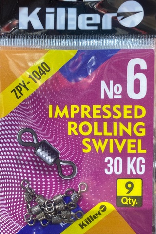 Вертлюг Killer Impressed Rolling Swivel №6, арт1040