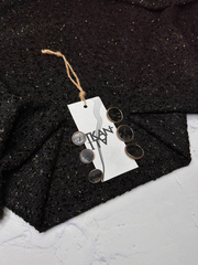 Костюмно-плательный смесовый твид с люрексом (Versace, 70%вискоза/10%люрекс/20%полиамид, Черный фон/золотые вспышки, 127, 476 гр/м2)