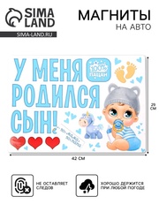 Магнитные наклейки на автомобиль, У меня родился сын, 29*42 см, 10 предметов