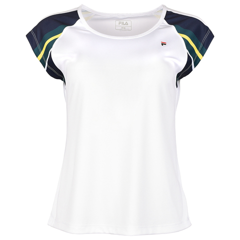 Женская теннисная футболка Fila T-Shirt Luisa- white/deep teal comb