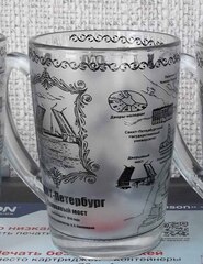Кружка капучино 320 мл. Карта Петербурга. чб.