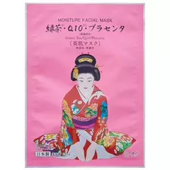 Aishodo  Увлажняющая маска для лица на основе зеленого чая и коэнзимов Q10 Айшодо Майко-Maiko Moisture Facial Mask Green Tea/Q10/Placenta,  10 шт.