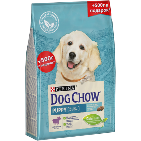 ПРОМО! Purina Dog Chow сухой корм для щенков (ягненок) 2кг+500г