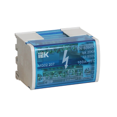 Шина IEK, на DIN-рейку в корпусе (кросс-модуль), 2 x 7 мм, L+PEN