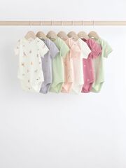 Боди с коротким рукавом для малышей Next N95-289, 7 шт., Белый, Розовый, Салатовый