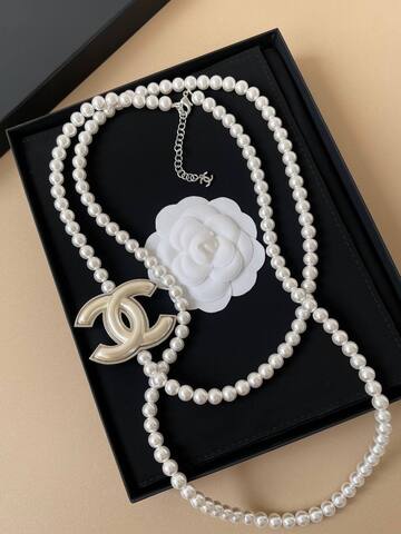 колье бусы CHANEL белый жемчуг