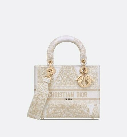 Сумка Dior Lady D-lite, модель среднего формата белый