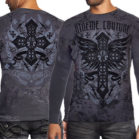 Xtreme Couture | Пуловер мужской STATUS UNKNOWN THERMAL X1849I от Affliction перед и спина