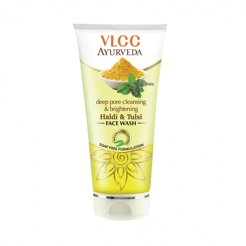 Deep Pore Cleansing Brightening HALDI TULSI Face Wash, VLCC (КУРКУМА И ТУЛСИ средство для умывания, глубокое очищение пор и осветление кожи), 100 мл.