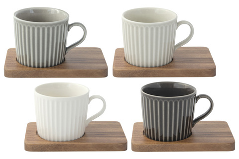 Набор чашек для кофе 4шт 110мл Easy Life Время отдыха серый