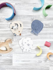 Рукавички-антицарапки Mjölk Единороги/Звёзды/Blue Shadow, сет из 3х пар