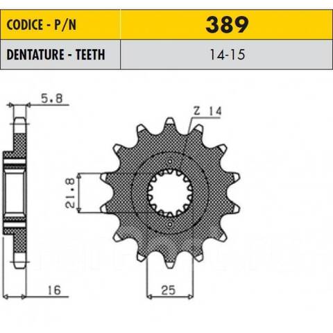 Звезда передняя (ведущая) Sunstar 38914 JTF736.14 для Ducati