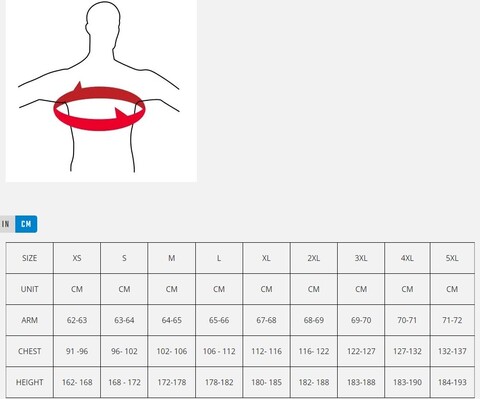 Размерная сетка дождевика Leatt Race Cover size chart sizing