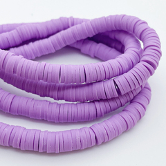 Бусина-диск, цвет сиреневый , размер 6 мм, цена за нить 40 см